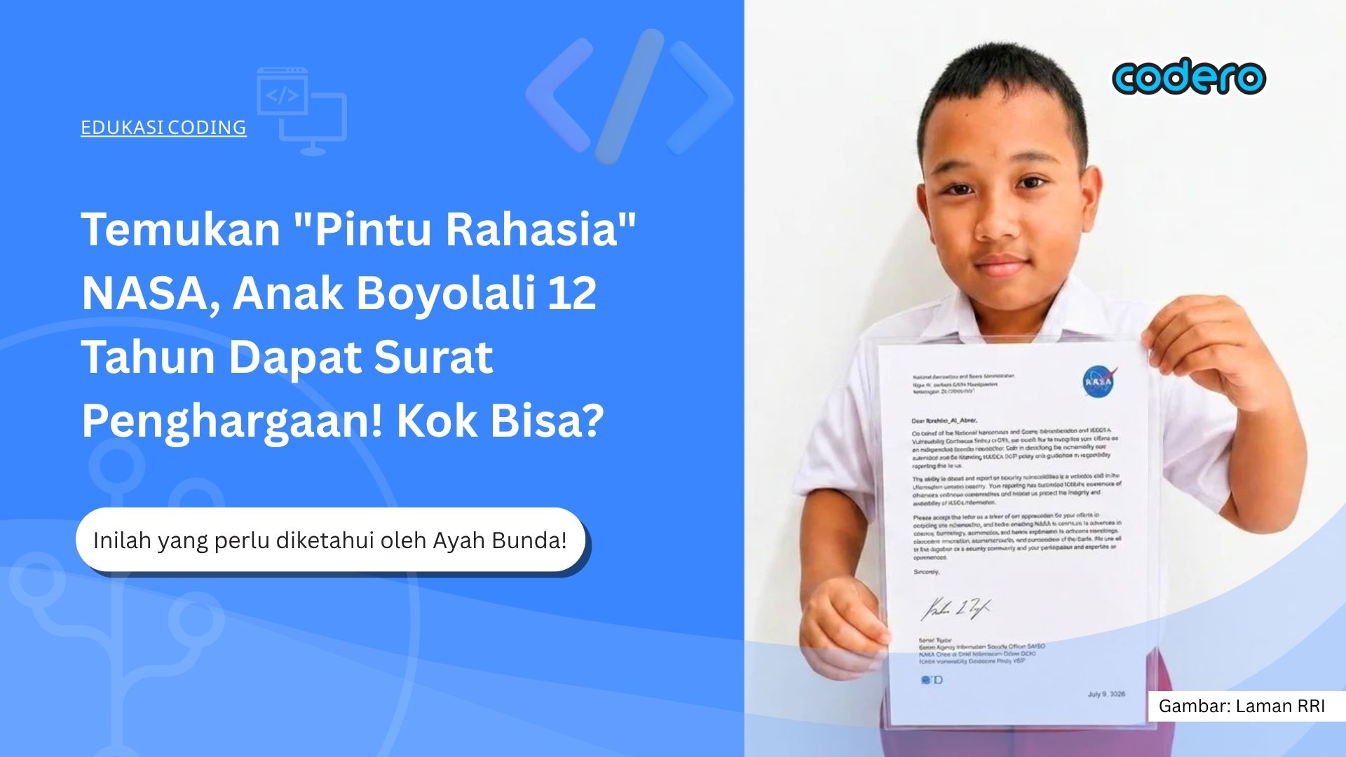 After Discovering NASA’s “Secret,” a 12-Year-Old Boy from Boyolali Receives a Letter of Recognition!